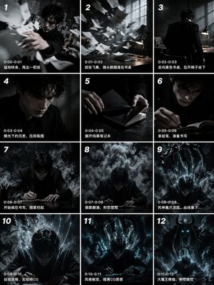 12-Panel Cinematic Storyboard Grid