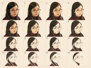 16-Panel Portrait Abstraction Study