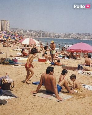 1990s Spanish Beach Family Snapshot