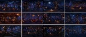 360-Degree Forest World Panorama Grid