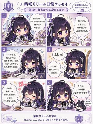 6-Panel Chibi VTuber Comic Strip