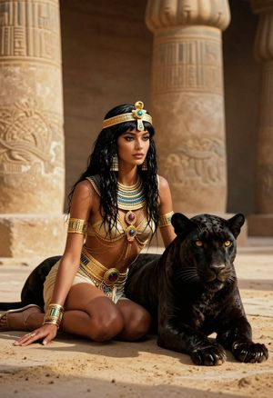 Ancient Egyptian Queen with Black Panther