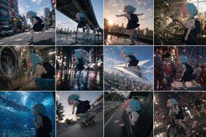 Anime Character in Real World Grid