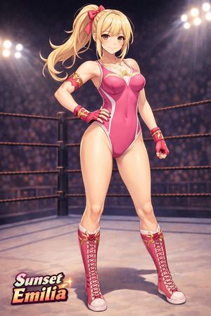 Anime Female Wrestler in Arena