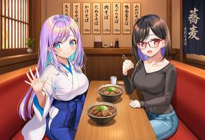 Anime Friends Eating Soba