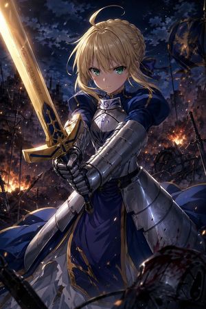 Anime Knight King on Burning Battlefield