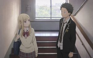 Anime School Stairwell Conversation