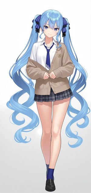 Anime Schoolgirl Full-Body Portrait
