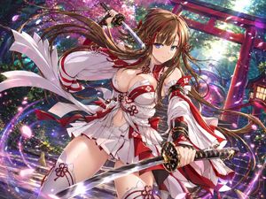 Anime Shrine Maiden Dual Katana