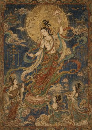 Antique Celestial Goddess Mural