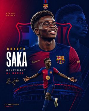 Barcelona Transfer Poster for Saka