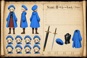 Blue Beret Girl Reference Sheet
