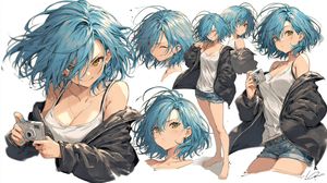 Blue-Haired Anime Character Sheet