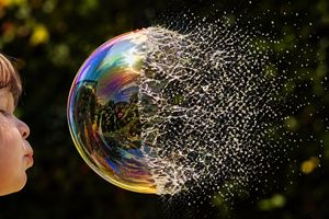 Bursting Soap Bubble Macro Photo