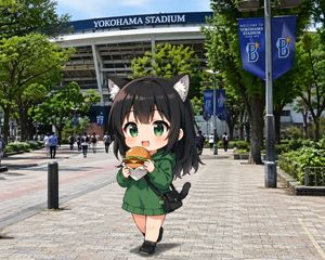 Chibi Catgirl at Yokohama Stadium