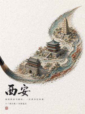 Chinese Brushstroke Xi'an Poster