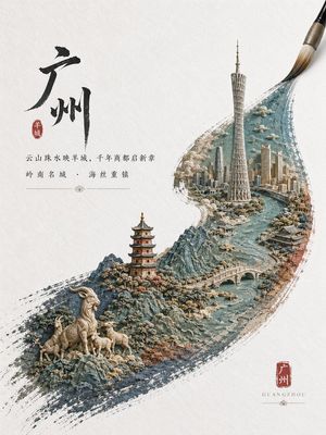 Chinese City Brushstroke Poster