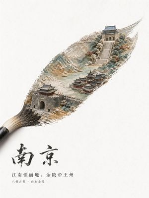 Chinese City Brushstroke Poster