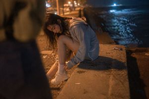 Cinematic Candid Night Seashore Portrait