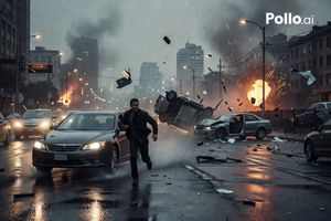 Cinematic City Crash Explosion