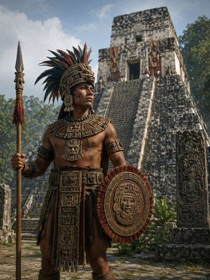 Cinematic Mesoamerican Warrior Portrait