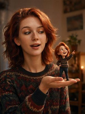 Cinematic Portrait with 3D Mini Character