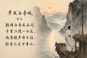 Classical Chinese Poem Scroll Landscape