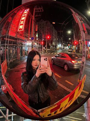 Convex Mirror Neon Street Selfie