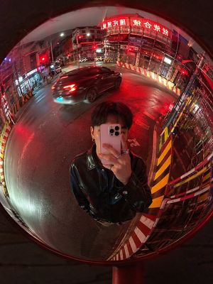 Convex Mirror Night Street Selfie