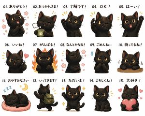 Cute Black Cat Japanese Sticker Sheet