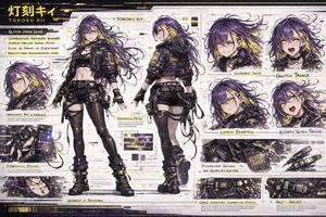 Cyberpunk Anime Character Concept Sheet