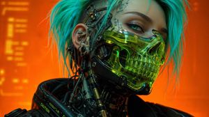 Cyberpunk Cyborg Skull Mask Portrait