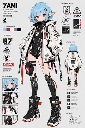 Cyberpunk Elf Android Reference Sheet