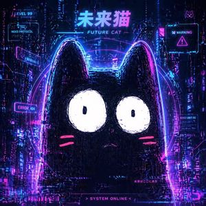 Cyberpunk Future Cat Neon Poster