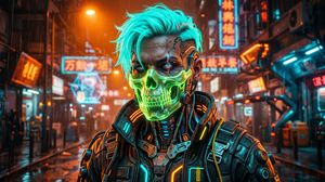 Cyberpunk Neon Alley Portrait