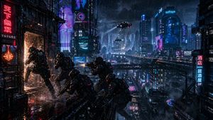 Cyberpunk Rooftop Breach Raid