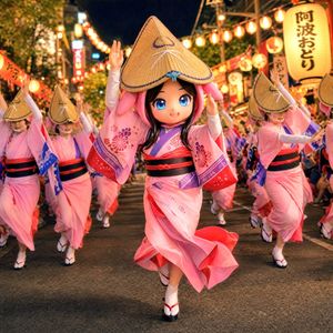 Dynamic Awa Odori Night Scene