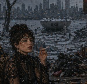 Dystopian Woman by Frozen Waterfront