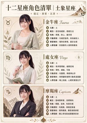 Earth Signs Zodiac Character Poster