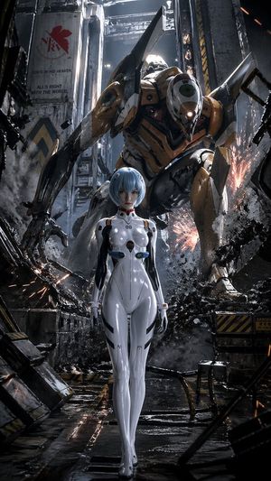 Evangelion-Inspired Mecha Hangar Poster