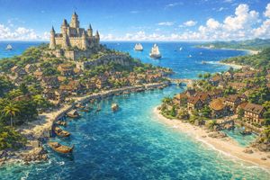 Fantasy Coastal City Landscape