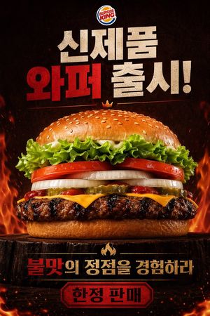 Fiery Burger King Whopper Poster