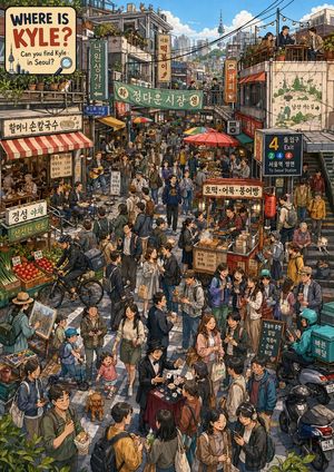 Find Kyle in a Seoul Market