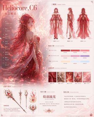 Fire Spirit Character Reference Sheet