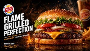 Flame-Grilled Burger Ad Poster