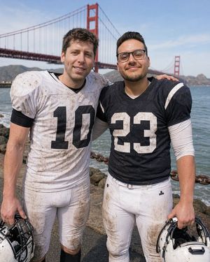 Football Teammates at Golden Gate Bridge