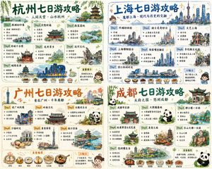 Four-City Chinese Travel Guide Poster Set