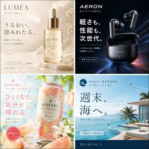 Four Japanese Ad Visuals Collage