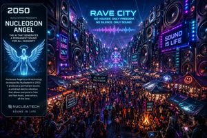 Futuristic Cyberpunk Music Market