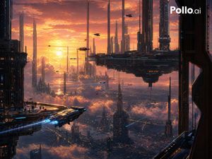 Futuristic Sunset Megacity